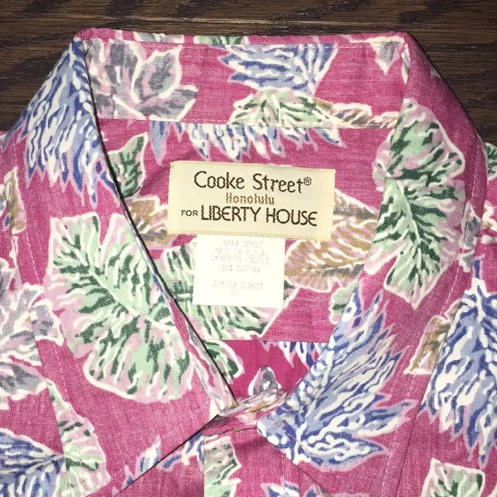New Retro Cooke Street Honolulu Liberty House reverse print aloha Hawaiian shirt